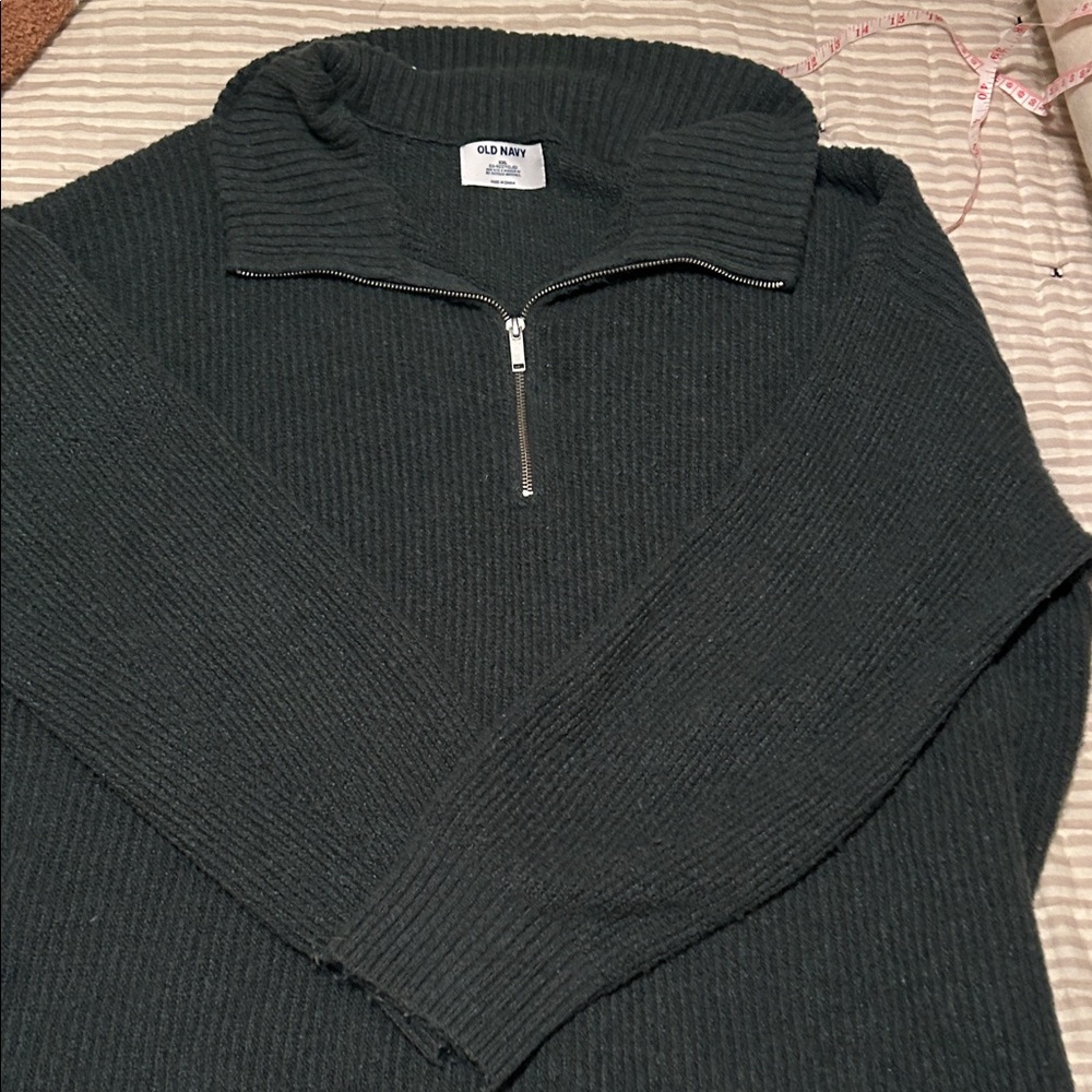 Old Navy Forest Green/teal quarter Zip-Up Sweater